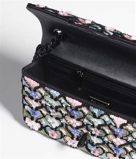 chanel 69900|Mini Classic Handbag Embroidered Satin, Sequins, Glass Pearls .